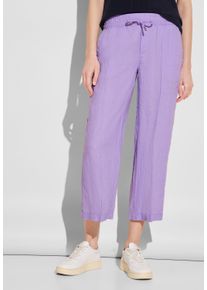 Street One Damen Culotte, lila, casual, Gr. 44, unifarben, Stoff, 100% Leinen, Hosen, im Loose Fit