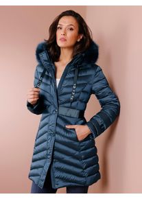 Manisa Damen Daunenjacke, blau, Gr. 40, unifarben, 100% Polyamid, Fellimitat:100% Polyester, Füllung:80% Daunen, 20% Federn, Jacken
