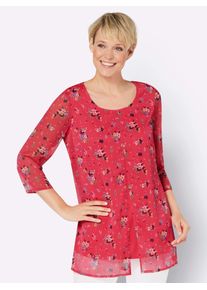 Classic Basics Damen Longbluse, bunt, Gr. 46, geblümt, gemustert, mehrfarbig, 100% Polyester, Blusen