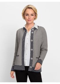 CLASSIC Damen Strickjacke, grau, Gr. 38, gemustert, 50% Modal, 30% Polyamid, 20% Polyester, Strickjacken