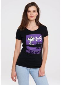 logoshirt Damen T-Shirt "Peanuts", schwarz, casual, Gr. XS, bedruckt, 100% Baumwolle, Shirts, mit lizenziertem Originaldesign