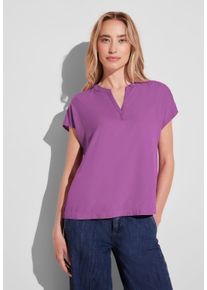Street One Damen Kurzarmbluse, lila, casual, Gr. 44, unifarben, Stoff, 100% Viskose, Blusen, aus softer Viskose