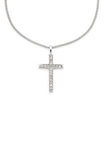 Bruno Banani Damen Kette mit Anhänger "Schmuck Geschenk Silber 925 Halsschmuck Halskette Panzerkette Kreuz", Silber 925 (Sterlingsilber), L: 45cm,