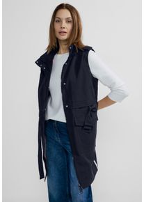 Cecil Damen Longweste, blau, casual, Gr. XS, unifarben, Web, 64% Baumwolle, 36% Polyester, Westen, mit Reverskragen