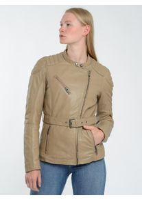 Mustang Damen Bikerjacke "31021536", beige, Gr. S, Obermaterial: 100% Lammleder / Innenfutter: 100% Baumwolle / Ärmelfutter: 100% Polyester /