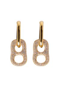 FILIPPA FIRENZE Damen Paar Creolen "Dolce far Niente", gold, Edelstahl, Ohrringe, mit funkelnden Strass-Steinchen