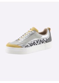 Heine Damen Sneaker, Gr. 37, bunt, Leder, Veloursleder, Glattleder, modisch, Schuhe
