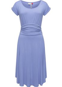 Ragwear Damen Sommerkleid "Yvone Solid", blau, casual, Gr. S, Material: 95% Viskose, 5% Elasthan, Kleider, leichtes Jersey-Kleid mit Taillengürtel