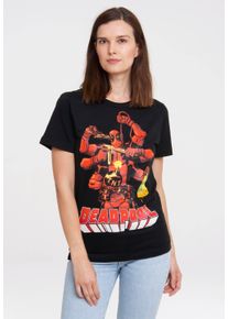 logoshirt Damen T-Shirt "Marvel Comics - Deadpool", schwarz, casual, Gr. XL, bedruckt, 100% Baumwolle, Shirts, mit lizenziertem Print