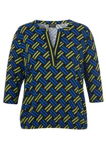 Via Appia Due Große Größen 3/4-Arm-Shirt mit V-Ausschnitt und Grafikmuster Gr. 42 blau für Damen