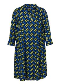 Via Appia Due Große Größen Hemdblusenkleid mit Grafikprint und Manschettenärmel Gr. 44 blau für Damen