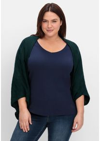 Große Größen Strickcape im tonigen Schachbrettmuster Gr. 3 grün von sheego für Damen