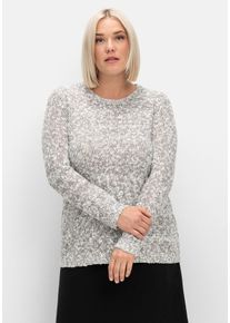 Große Größen Pullover aus meliertem Effektgarn Gr. 52 grau von sheego für Damen