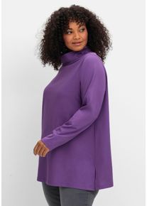 Große Größen Langarmshirt in leichter A-Linie, mit Rollkragen Gr. 40/42 lila von sheego für Damen