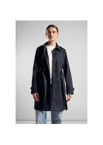 Trenchcoat Street One Gr. 40, blau (gravity blue) Damen Mäntel mit Bindegürtel