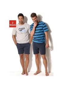 H.I.S. Shorty H.I.S Gr. 56/58, blau (marine-grau-meliert, marine-aquablau) Herren Homewear-Sets Oberteile mit unterschiedlichem Design