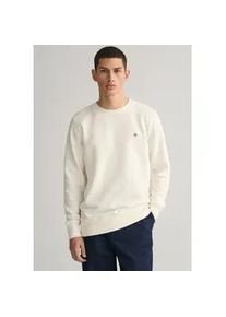 Sweatshirt Gant "REG SHIELD C-NECK SWEAT" Gr. S, beige (eggshell) Herren Sweatshirts mit Logostickerei auf der Brust