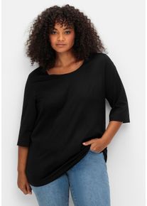 Große Größen 3/4-Arm-Shirt mit Rundhalsausschnitt, gerade Schnittform Gr. 40/42 schwarz von sheego für Damen
