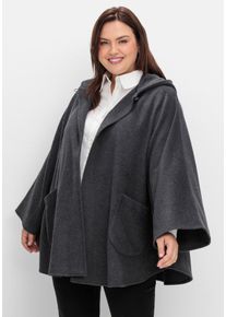 Große Größen Cape mit Kapuze und 1-Knopf-Verschluss Gr. 3 grau von sheego für Damen