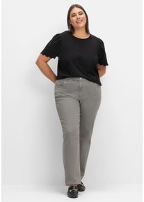 Große Größen Gerade Jeans mit seitlichem Stretchbund Gr. 46 grau von sheego für Damen