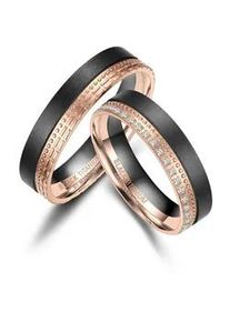 Partnerring MARRYA "BLACK TITANIUM by MARRYA" Fingerringe Gr. 50, Titan, rosegold (damen ring, schwarz, rosé gold) Damen