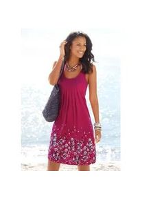 Beach Time Strandkleid BEACHTIME Gr. 42, N-Gr, pink (beere) Damen Kleider mit Blumenprint, Minikleid, Sommerkleid, Strandkleid