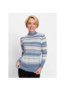 Classic Dog Stehkragenpullover CLASSIC "Pullover" Gr. 54, blau (bleu, ecru, gemustert) Damen Pullover