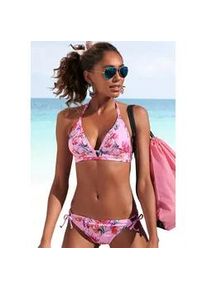 Triangel-Bikini-Top Sunseeker "Modern" Gr. 42, Cup C/D, rosa (rosa, bedruckt) Damen Bikini-Oberteile mit floralem Design