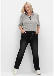 Große Größen Gerade Jeans mit Rundum-Dehnbund Gr. 50 schwarz von sheego für Damen
