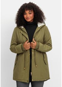 Große Größen Wattierte Jacke im Parka-Stil mit kuscheliger Kapuze Gr. 50 grün von sheego für Damen