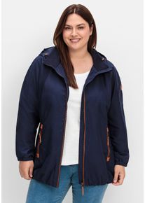 Große Größen Kapuzenjacke aus Microfaser, mit Kontrastdetails Gr. 40 blau von sheego für Damen
