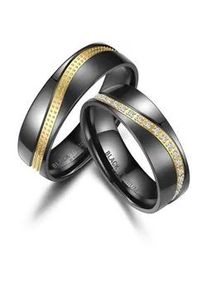 Trauring MARRYA "BLACK TITANIUM by MARRYA" Fingerringe Gr. 52, Titan, schwarz (damen ring, schwarz, gold) Damen