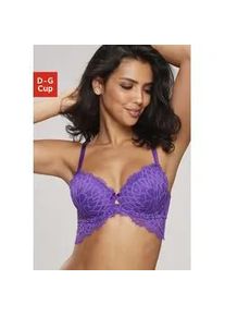 Schalen-BH Lascana "Cara" Gr. 90, Cup F, lila Damen BHs aus filigraner Spitze, anteilig recyceltem Material, sexy Dessous