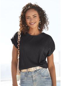 Lascana Kurzarmshirt schwarz Gr. 32/34 für Damen. Mit Rundhals. Figurumspielend