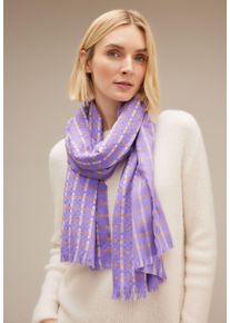 Street One Damen Schal, lila, casual, kariert, Stoff, 65% Polyester, 35% Viskose, Modetücher, mit Fransen am Saum