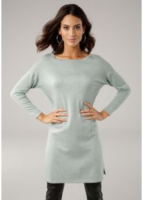 Laura Scott Damen Longpullover, grün, Basic, Gr. 34, meliert, unifarben, Feinstrick, Obermaterial: 70% Viskose, 30% Polyamid, Pullover, mit