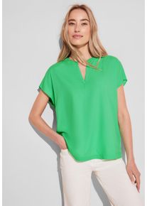 Street One Damen Kurzarmbluse, grün, casual, Gr. 38, unifarben, Stoff, 100% Viskose, Blusen, aus softer Viskose
