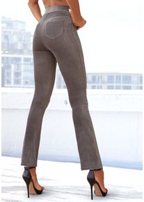 Lascana Damen Jazzpants, Gr. 36, grau, Cord, Obermaterial: 97% Polyester, 3% Elasthan, unifarben, casual, Hosen, aus weichem Material in Cord-Optik,
