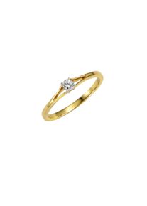 Damen Fingerring "Gold 585 zweifarbig mit Brillant 0,10ct.", 018 (57,0), 0,10 ct P2 = erkennbare Einschlüsse, Gold, gelb, Diamonds by Ellen K., Gold,