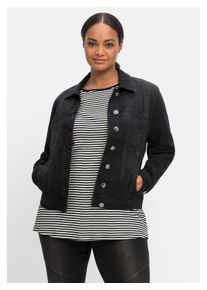 sheego Damen Jeansjacke "Große Größen", schwarz, casual, Gr. 48, unifarben, Obermaterial: 98% Baumwolle, 2% Elasthan, Jacken, in modisch kurzer Form