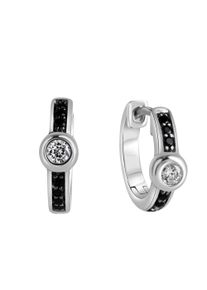 Celesta Damen Paar Creolen "925 Silber mit Zirkoniasteinen schwarz und weiß", ONE-SIZE, Silber 925 (Sterlingsilber), silber, Silber 925