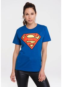 logoshirt Damen T-Shirt "DC - Superman Logo Clean", blau, casual, Gr. XS, unifarben, 100% Baumwolle, Shirts, mit coolem Superman-Print