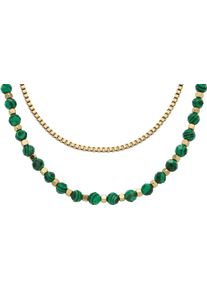 Fossil Damen Kette ohne Anhänger "Schmuck Geschenk Edelstahl All Stacked Up Bead, JA7246710, JA7247710", Edelstahl-Metall, L: 45,5cm B: 1,7mm, gold,