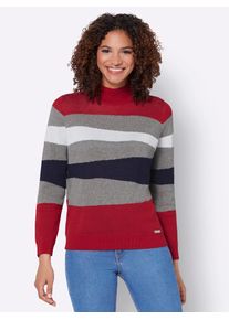 Casual Looks Damen Stehkragenpullover "Pullover", rot, Gr. 40, gemustert, mehrfarbig, gestreift, 64% Baumwolle, 36% Polyacryl, Pullover