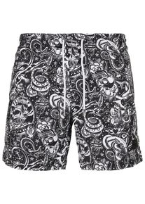 Urban Classics Herren Badeshorts "Urban Classics Herren Pattern Swim Shorts", schwarz-weiß, Gr. XL, 100% Polyester, Badehosen