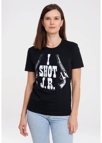 logoshirt Damen T-Shirt "Dallas – I Shot J.R.", schwarz, casual, Gr. XL, unifarben, 100% Baumwolle, Shirts, mit coolem Print