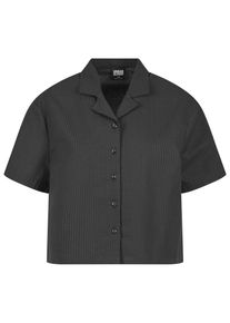 Urban Classics Damen Langarmhemd "Urban Classics Damen Ladies Seersucker Shirt", schwarz, Gr. S, unifarben, 100% Baumwolle, Hemden