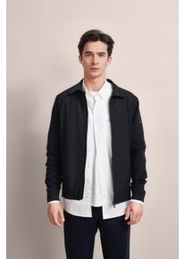 Bugatti Herren Strickjacke, blau, casual, Gr. M, unifarben, Strick, 100% Baumwolle, Strickjacken, mit Polokragen