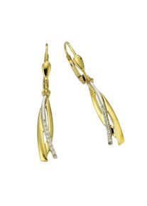 Diamonds by Ellen K. Damen Paar Ohrhänger "333 Gold zweifarbig Brillant 0,08ct.", ONE-SIZE, 0,08 ct P1 = bei 10-facher Vergrößerung erkennbare Einschlüsse, Gold, gelb,
