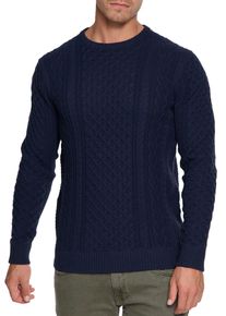 INDICODE Herren Rundhalspullover "Belinski", blau, modisch, Gr. XL, unifarben, Strick, Obermaterial: 100% Baumwolle, Pullover
